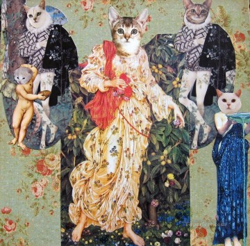 面白いペット Painting - 猫のルネッサンスのふざけたユーモアのペット